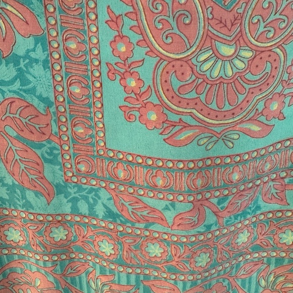 Bohemian Teal and Red Dress - Picture 5 of 6